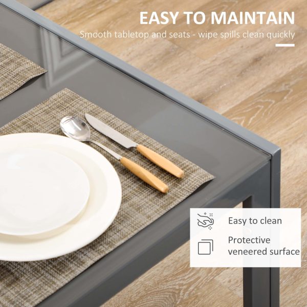 HOMCOM 5 Piece Dining Set Table and 4 Chairs Set for 4 Persons Kitchen Glasstop - Image 5
