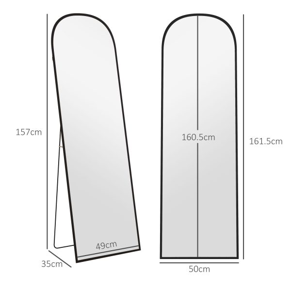 HOMCOM Full Length Mirror with Aluminium Alloy Frame Hanging or Leaning Black - Image 3