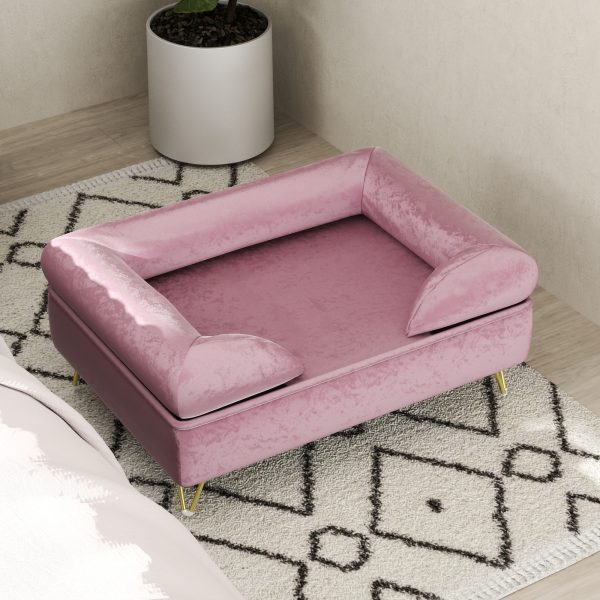PawHut Dog Sofa Pet Couch w/ Removable Backrest Cushion Washable Cover - Pink - Image 7