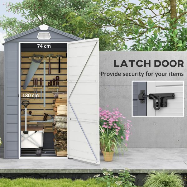Outsunny 4 x 3ft Garden Shed Storage with Foundation Kit and Vents, Grey - Image 4