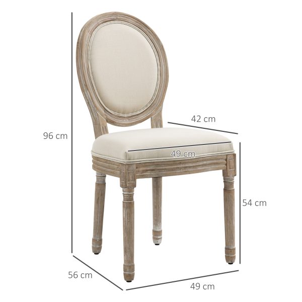 HOMCOM French-Style Dining Chairs Set of 2 with Linen Upholstery, Backrest - Image 3