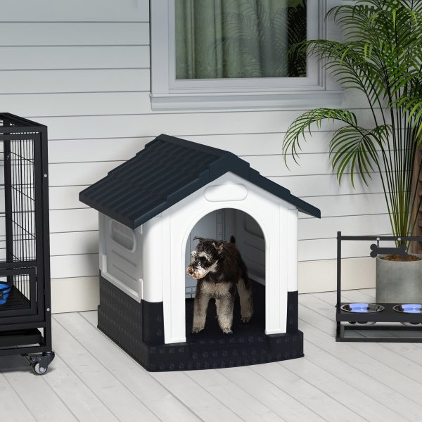 PawHut Dog Kennel for Outside, for XS and S Dogs, 80 x 69 x 76cm, Grey - Image 2