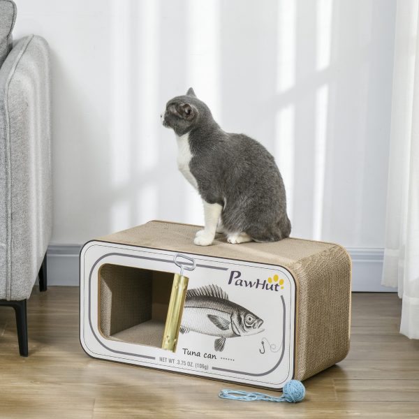 PawHut 2 in 1 Cat Scratching Board, Cardboard Cat House with Catnip - Image 2