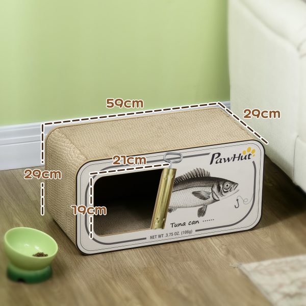 PawHut 2 in 1 Cat Scratching Board, Cardboard Cat House with Catnip - Image 5