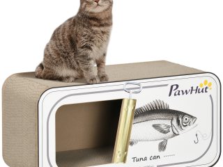 PawHut 2 in 1 Cat Scratching Board, Cardboard Cat House with Catnip