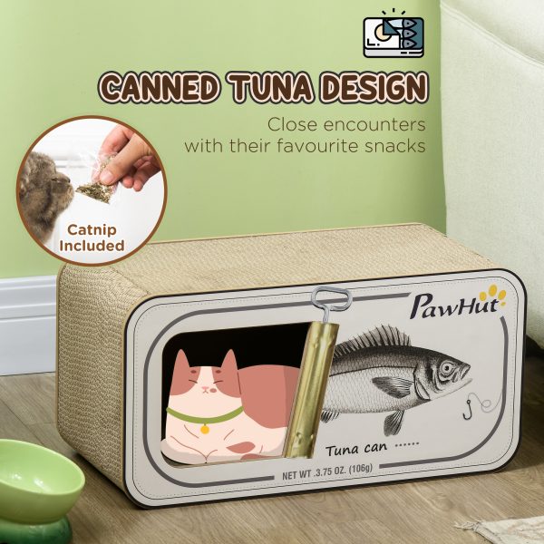 PawHut 2 in 1 Cat Scratching Board, Cardboard Cat House with Catnip - Image 4
