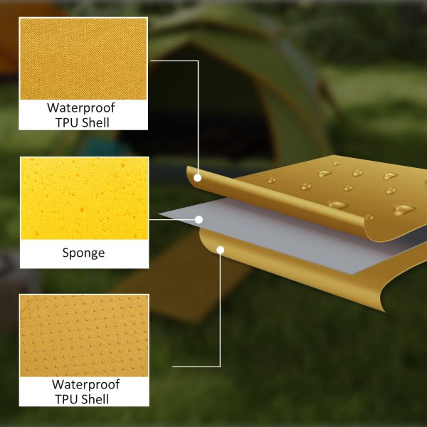 Outsunny Self-Inflating Single Sleeping Pad Air Bed with Carry Bag, Khaki - Image 4