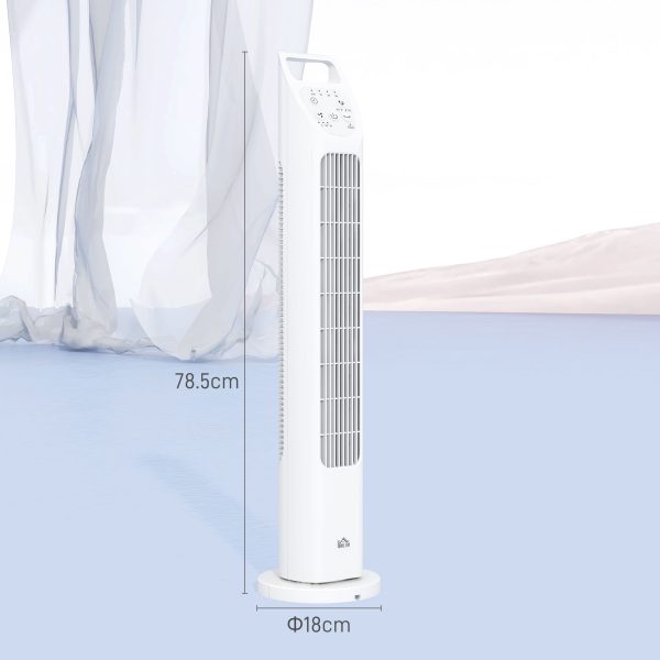 HOMCOM Oscillating Tower Fan Floor Fan with 4H Timer for Home Office White - Image 3