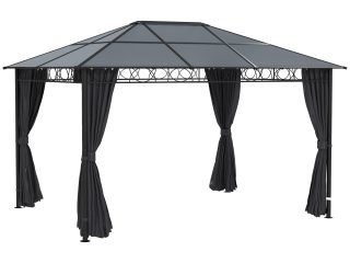 Outsunny 3 x 4m Hardtop Gazebo for Garden Party with Polycarbonate Curtains