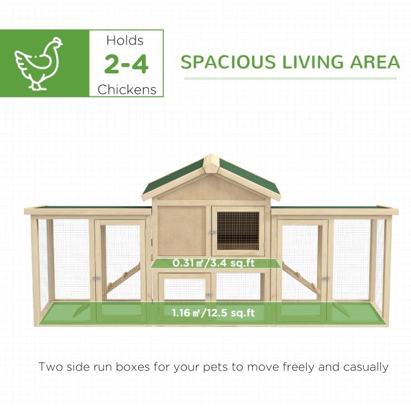 Pawhut Wood Chicken Coop Hens Cage Poultry House with Nesting Boxes Run - Image 3