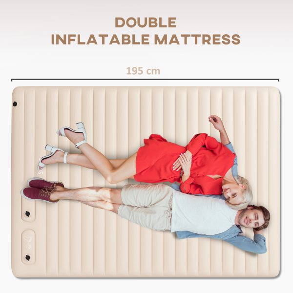 Outsunny Double Air Bed Inflatable Mattress, 195 x 140 x 10cm, White - Image 3