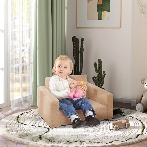 AIYAPLAY 2 in 1 Kids Chair Recliner with Washable Cushion, Cover, Khaki - Image 2