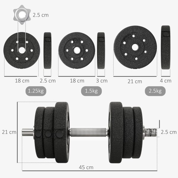 HOMCOM 25KG Adjustable Dumbbells Weight Set Hand Weight for Body Fitness - Image 5