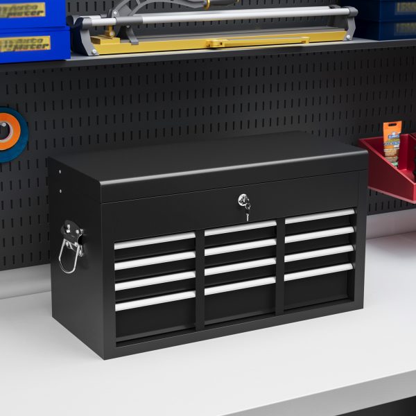 HOMCOM Lockable Metal Tool Chest w/ 6 Drawer, Ball Bearing Runners, Black - Image 2