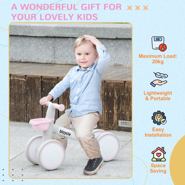 AIYAPLAY Kids Balance Bike for 1-3 Years Old with Adjustable Seat, Pink - Image 7