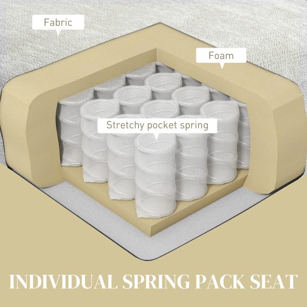 HOMCOM 2 Seater Sofa Modern Loveseat with Metal Legs Spring Cushion Cream White - Image 4