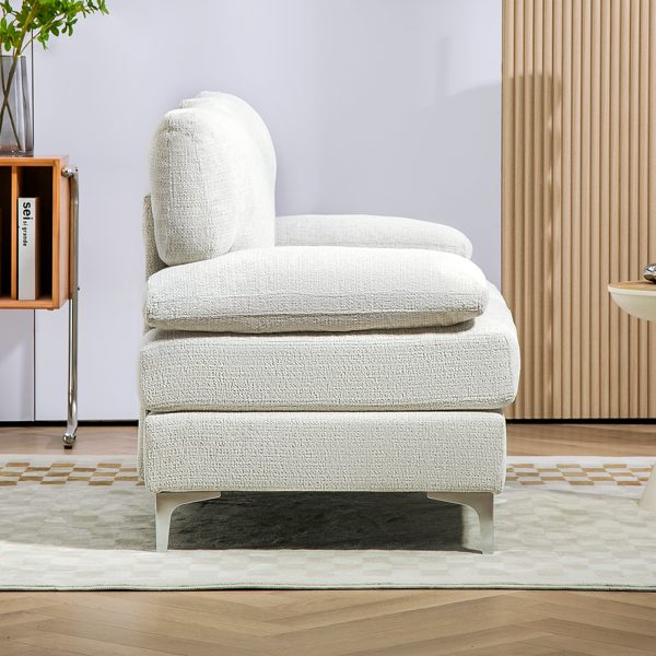 HOMCOM 2 Seater Sofa Modern Loveseat with Metal Legs Spring Cushion Cream White - Image 7