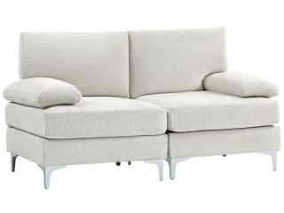 HOMCOM 2 Seater Sofa Modern Loveseat with Metal Legs Spring Cushion Cream White