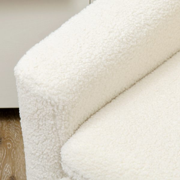 HOMCOM Modern Accent Chair with Wood Legs, Wide Seat, Teddy Armchair, Cream - Image 8