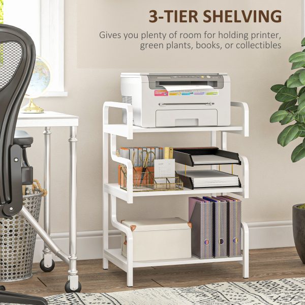 HOMCOM 3-Tier Storage Shelf, Metal Shelves for Storage for Home Office, White - Image 4