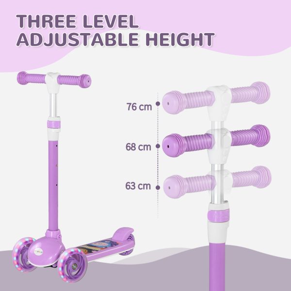 AIYAPLAY Kids 3 Wheel Scooter for 2-6 Years Old w/ Adjustable Height, Purple - Image 3