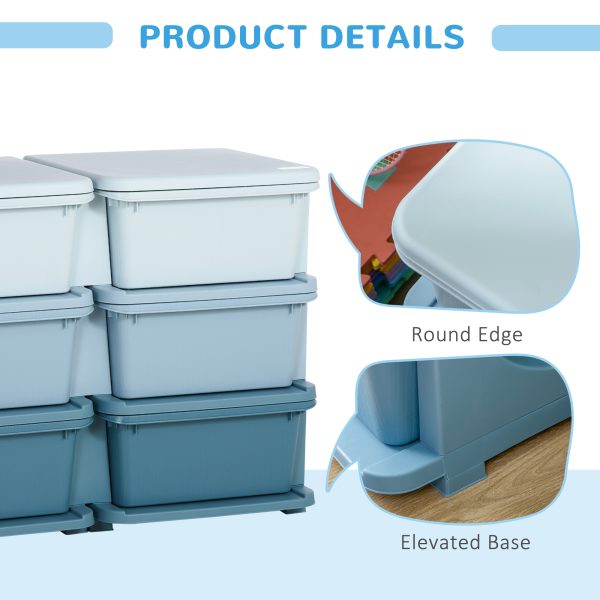 HOMCOM Kids Storage Unit Toy Box Vertical Dresser with Six Drawers - Blue - Image 7