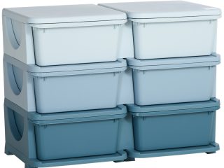 HOMCOM Kids Storage Unit Toy Box Vertical Dresser with Six Drawers - Blue