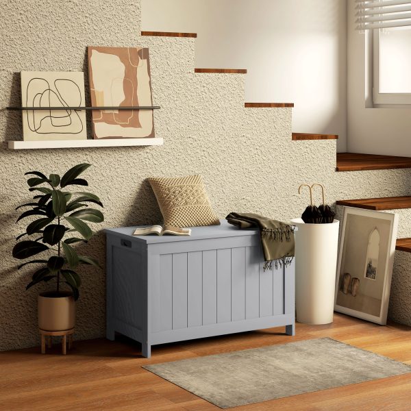 HOMCOM Storage Chest with 2 Safety Hinges, Storage Bench for Living Room - Image 2