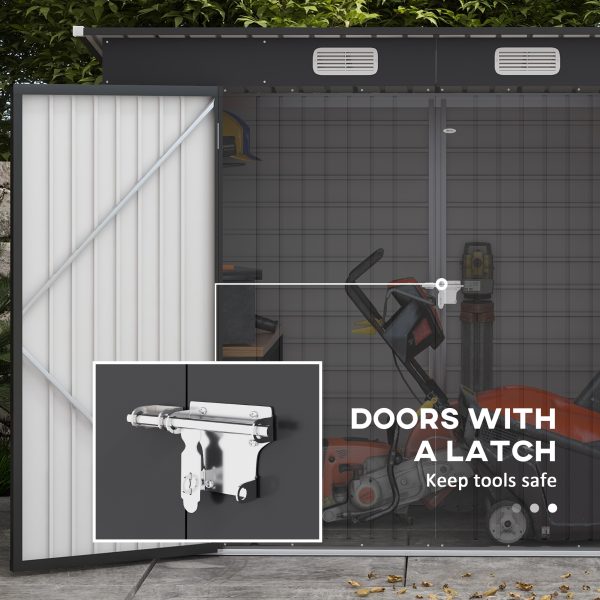 Outsunny 8 x 4FT Metal Garden Storage Shed with Double Doors and 2 Vents, Grey - Image 4