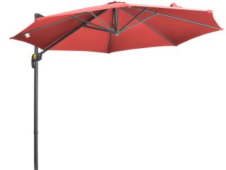 Outsunny 3 x 3(m) Cantilever Parasol Garden Umbrella with Cross Base Wine Red