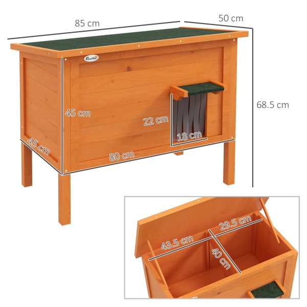 PawHut Outdoor Feral Cat House Insulated w/ Openable Roof - Orange - Image 5
