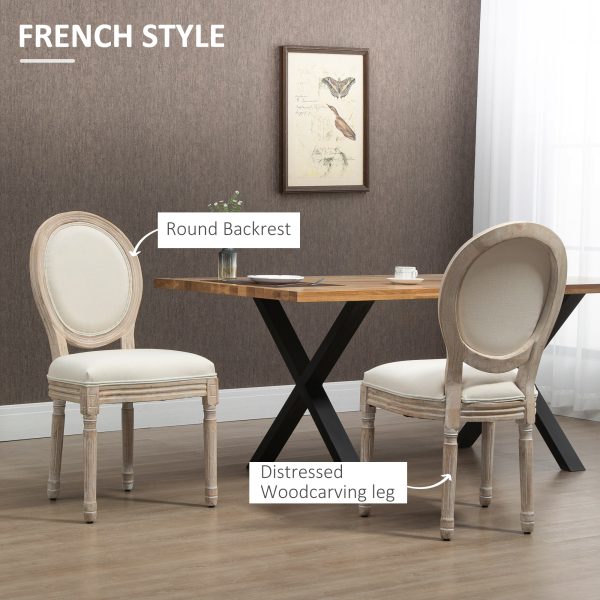 HOMCOM French-Style Dining Chairs Set of 2 with Linen Upholstery, Backrest - Image 4