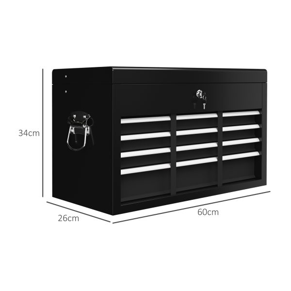 HOMCOM Lockable Metal Tool Chest w/ 6 Drawer, Ball Bearing Runners, Black - Image 3