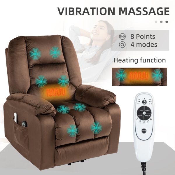 HOMCOM Lift Chair with Vibration Massage, Heat, Quick Assembly, Brown - Image 6