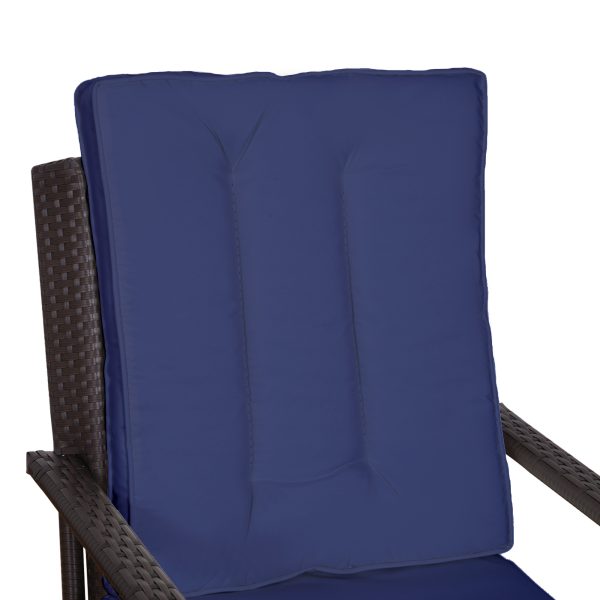 Outsunny Rattan 3PCs Chair Table Bistro Set Patio Set with Steel Frame Blue - Image 8