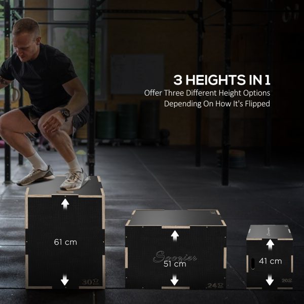 SPORTNOW 41/51/61cm Plyometric Jump Box, Wooden Plyo Box for Home Gym - Image 3