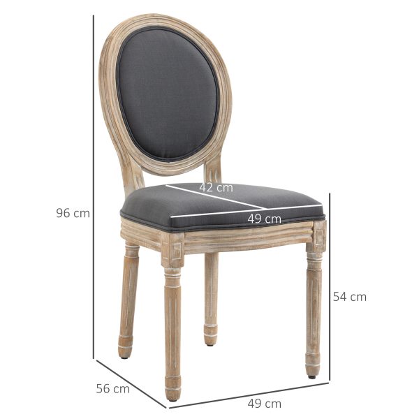 HOMCOM French-Style Dining Chairs Set of 2 with Linen Upholstery, Backrest - Image 3