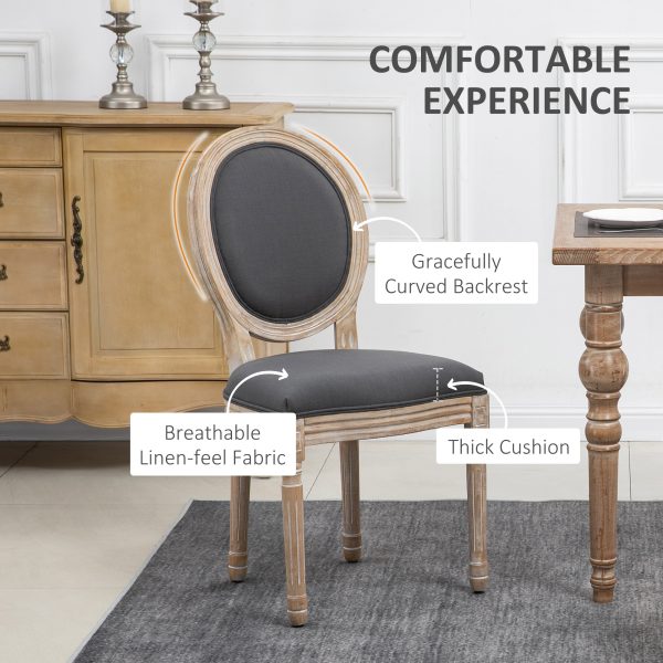 HOMCOM French-Style Dining Chairs Set of 2 with Linen Upholstery, Backrest - Image 5