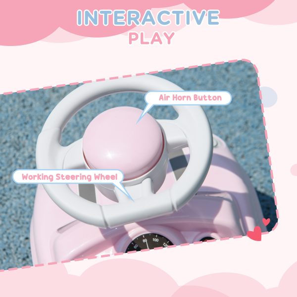 AIYAPLAY Ride On Car Foot To Floor Sliding Car w/ Air Horn - Pink - Image 4