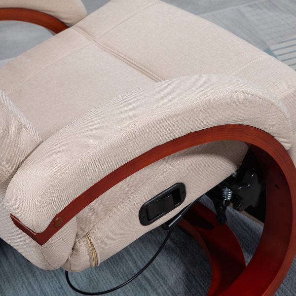 HOMCOM Manual Recliner Swivel Reclining Chair with Footrest Armrests Beige - Image 8