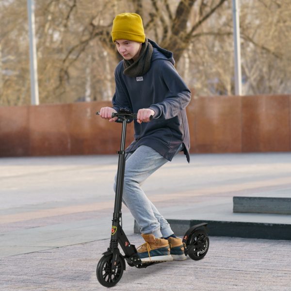 HOMCOM Adult Teens Kick Scooter Fold Adjust 14+ w/ Rear Wheel&Hand Brake Black - Image 2