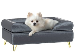 PawHut Dog Sofa Pet Couch w/ Removable Backrest Cushion Washable Cover - Grey