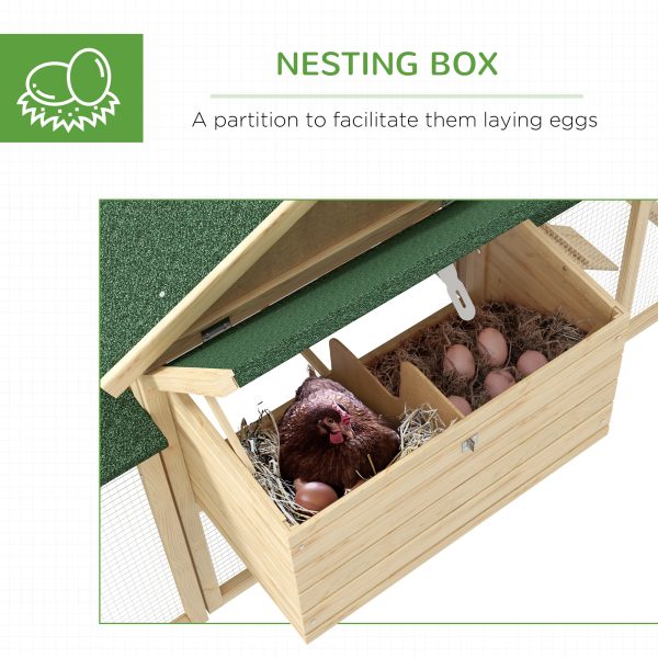Pawhut Wood Chicken Coop Hens Cage Poultry House with Nesting Boxes Run - Image 6