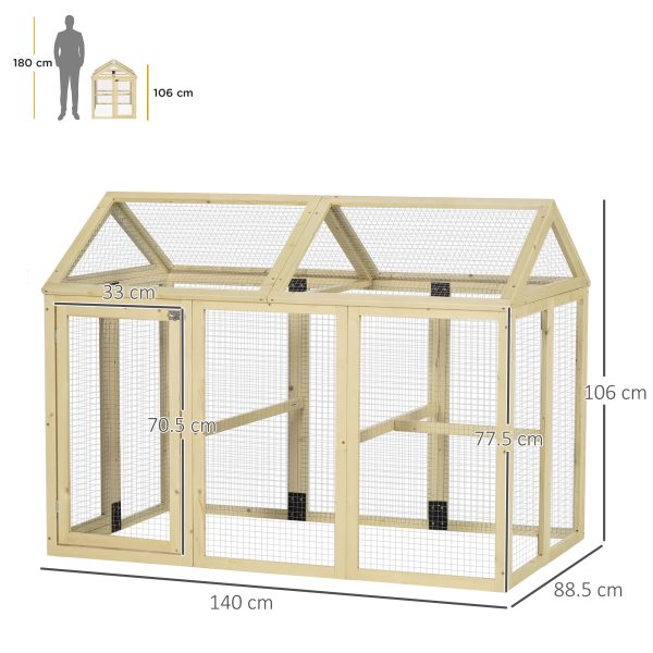 PawHut Chicken Run, Wooden Chicken Coop w/ Combinable Design-Natural Wood Finish - Image 4