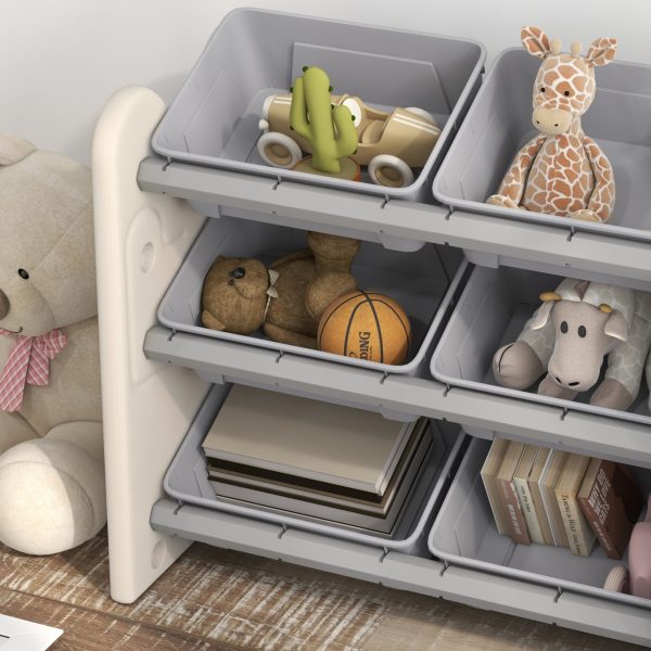AIYAPLAY Kids Toy Storage Units with 6 Storage Boxes, 76 x 37 x 60cm, Grey - Image 8