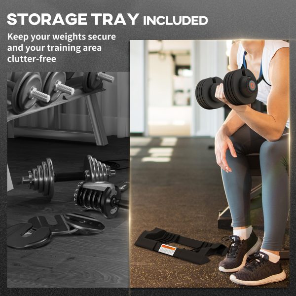 SPORTNOW 4-in-1 Adjustable Dumbbells Weights Set, 6KG 11KG 16KG 20KG - Image 4