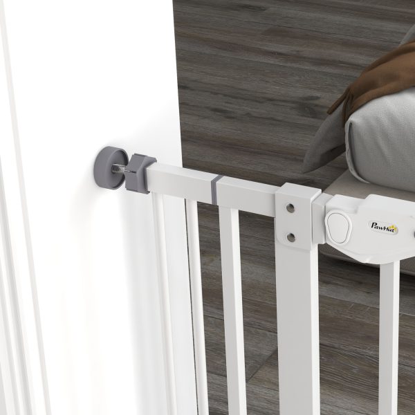 PawHut Extra Tall Dog Gate with Cat Door Auto Close for Stairs 74-101 cm Wide - Image 8
