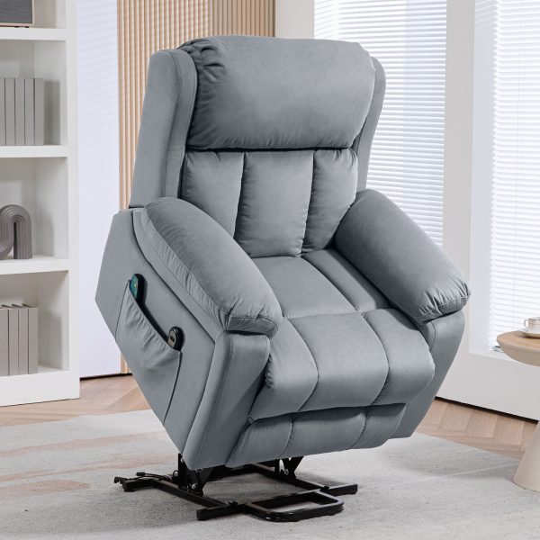 HOMCOM Lift Chair Riser and Recliner Chair with Vibration Massage, Heat, Grey - Image 2
