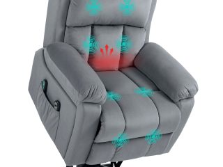 HOMCOM Lift Chair Riser and Recliner Chair with Vibration Massage, Heat, Grey