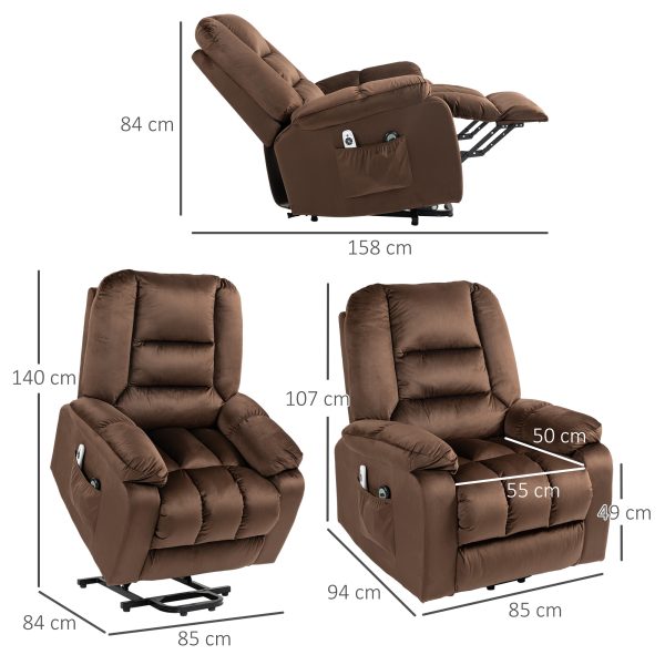 HOMCOM Lift Chair with Vibration Massage, Heat, Quick Assembly, Brown - Image 3